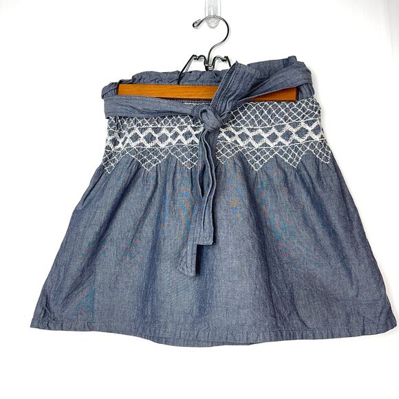 Current Elliott Cotton Embroidered Chambray Skirt Size 1 - Picture 2 of 9